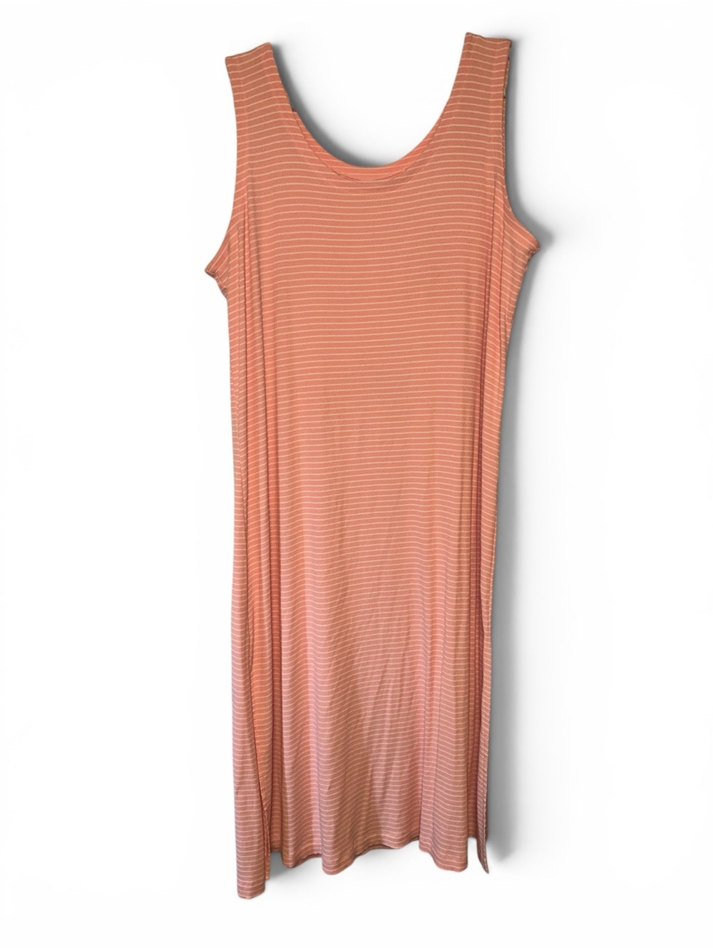 State of Day Sleeveless Striped Maxi Tank‎ Nightgown/Dress Rib Knit Pink & White
